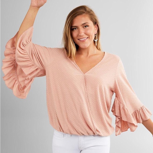 Willow & Root Swiss Dot V-Neck Blouse - Picture 2 of 7